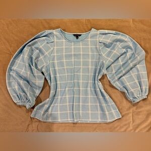 Banana Republic Women's Blue Plaid Lightweight Sweater